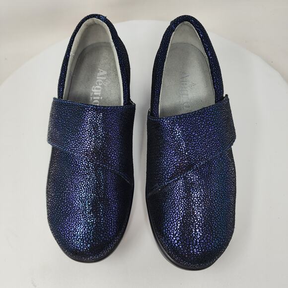 Alegria Lauryn Comfort Loafer Women EU38/US8-8.5 Wide Metallic Blue Leather - Picture 3 of 14